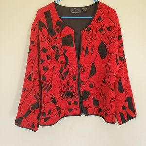 Life Style Lagen look cat blazer red black M